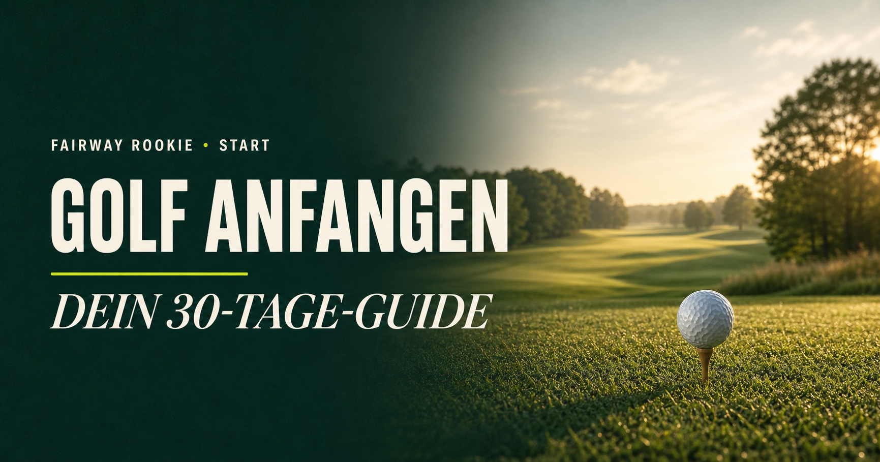 Golfball auf einem Tee mit Blick über ein Fairway – 30-Tage-Guide für Golfanfänger
